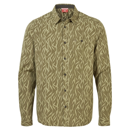 Men's Nosilife Pinyon Long Sleeved Shirt | Dark Moss Print