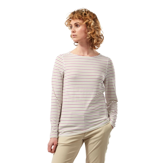 Women's NosiLife Erin Long Sleeved Top | Raspberry / Lime Sorbet Stripe