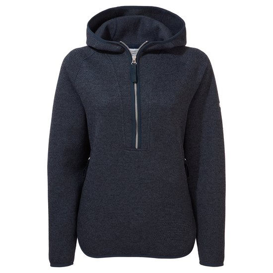 Women's Elena Hooded Half Zip Fleece | Blue Navy Marl