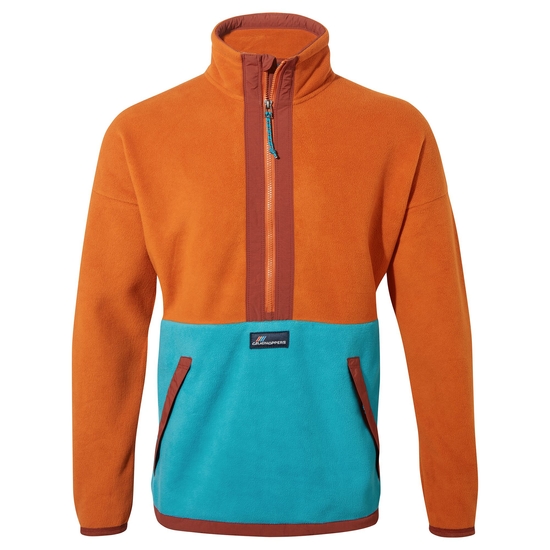 Spindle Half Zip Fleece | Potters Clay / Scuba Blue