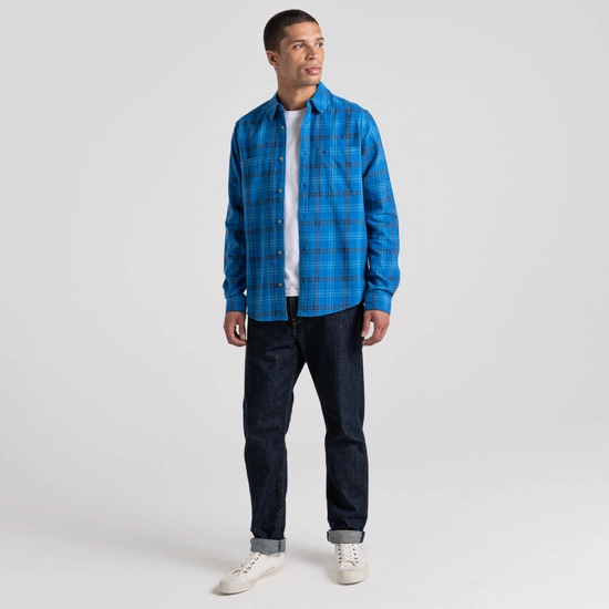Men's Lonbard Long Sleeved Shirt | Bolt Blue Check