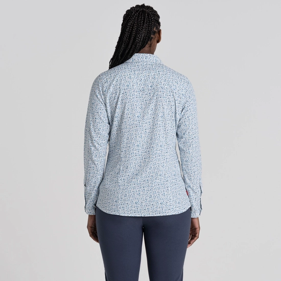 Women's Nosilife Fara Long Sleeved Shirt | Mediterranean Blue Print