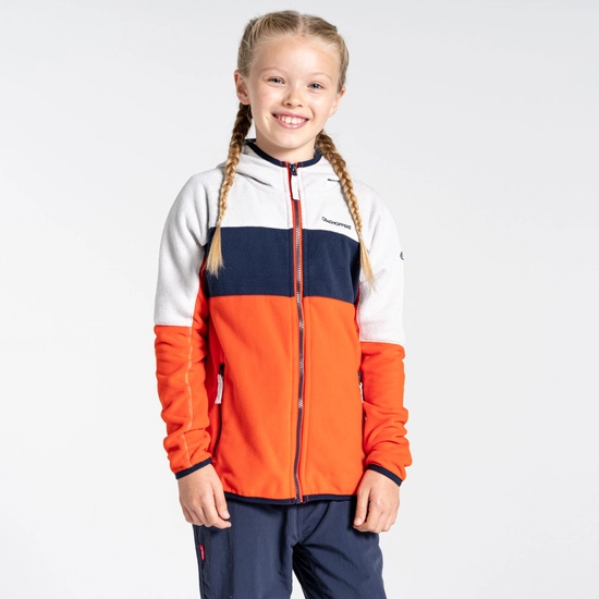 Kid's Linden Hooded Fleece Jacket | Blood Orange / Lunar Grey