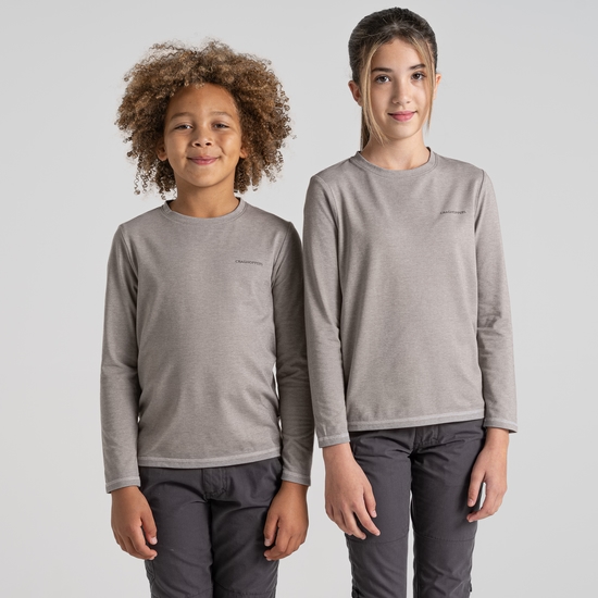 Kid's Nosilife Jago Long Sleeved T-Shirt | Soft Grey Marl