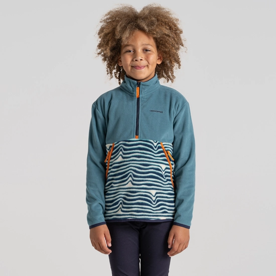 Kid's Valo Half Zip Fleece | Washed Teal / Poseidon Blue Print