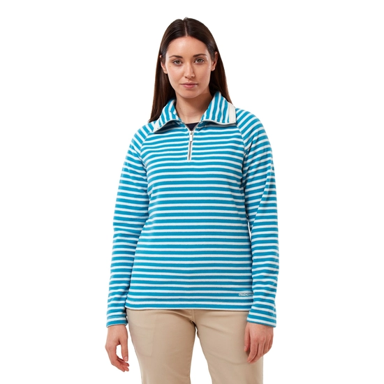 Women's Natalia Half Zip Fleece | Mediterranean Blue Stripe