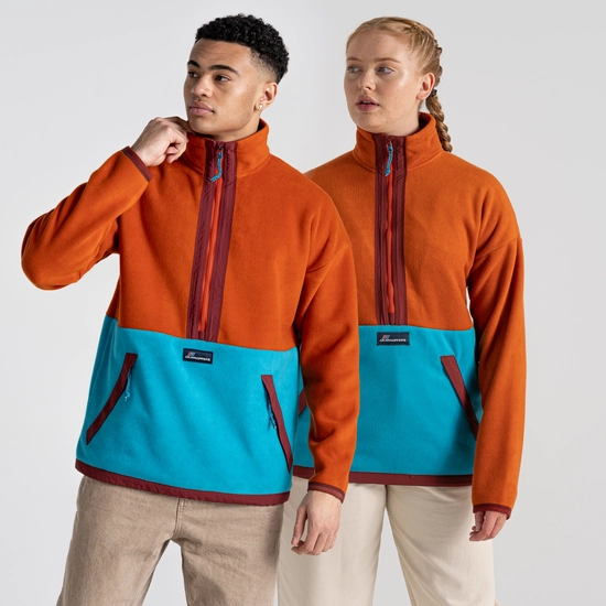 Spindle Half Zip Fleece | Potters Clay / Scuba Blue