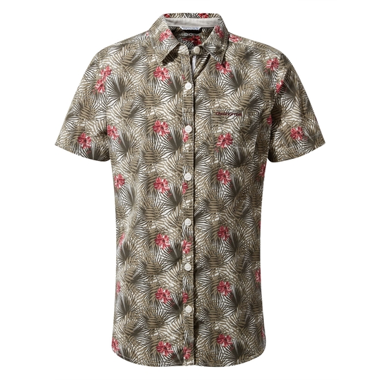 Women's NosiLife Vanna Short Sleeved Shirt | Soft Moss Print