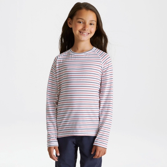 Kid's Nosilife Paola Long Sleeved T-Shirt | Blue Navy / Pompeian Red Stripe