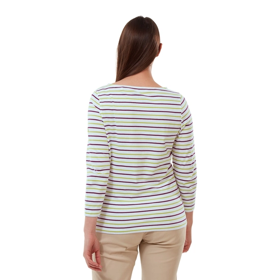Blanca 3/4 Sleeved Top | Lime Sorbet / Blackcurrant Stripe