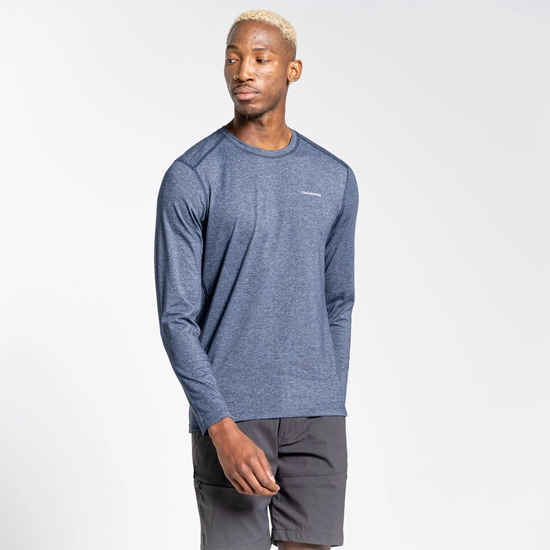 Men's NosiLife Talen Long Sleeved T-Shirt | Soft Navy Marl