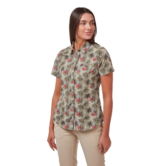 Women's NosiLife Vanna Short Sleeved Shirt | Soft Moss Print
