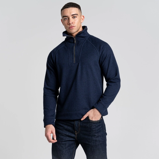 Men's Logan Half Zip Fleece | Blue Navy Marl