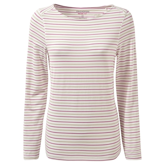 Women's NosiLife Erin Long Sleeved Top | Raspberry / Lime Sorbet Stripe