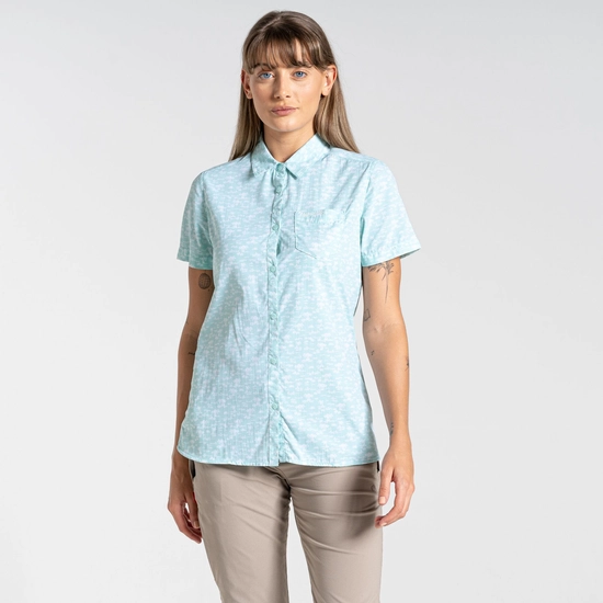 Women's Nosilife Tillia Short Sleeved Shirt | Poolside Green Print