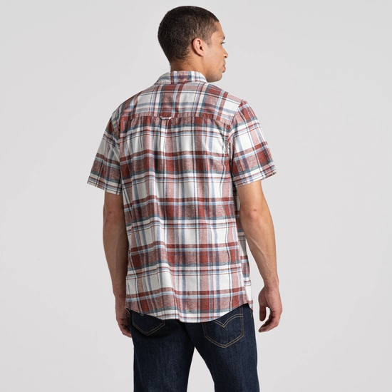 Men's Hila Short Sleeved Shirt | Sienna Red Check