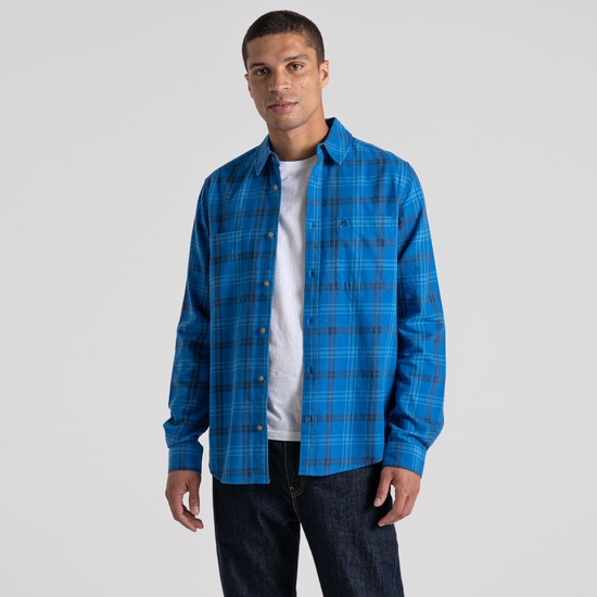 Men's Lonbard Long Sleeved Shirt | Bolt Blue Check