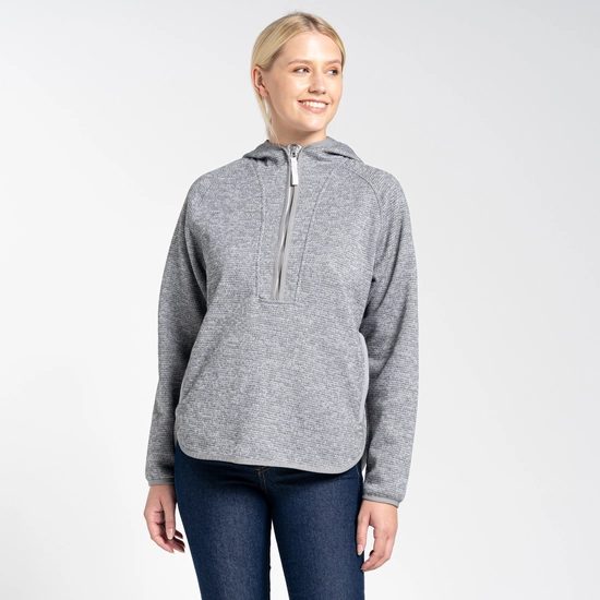Women's Elena Hooded Half Zip Fleece | Lunar Grey Marl