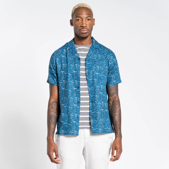 Men's Nosibotanical Hula Short Sleeved Shirt | Poseidon Blue Print