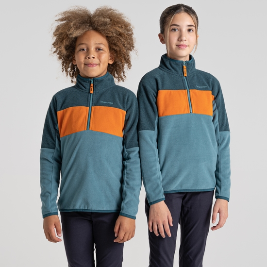 Kid's Linden Half Zip Fleece | Washed Teal / Dark Aegean Blue