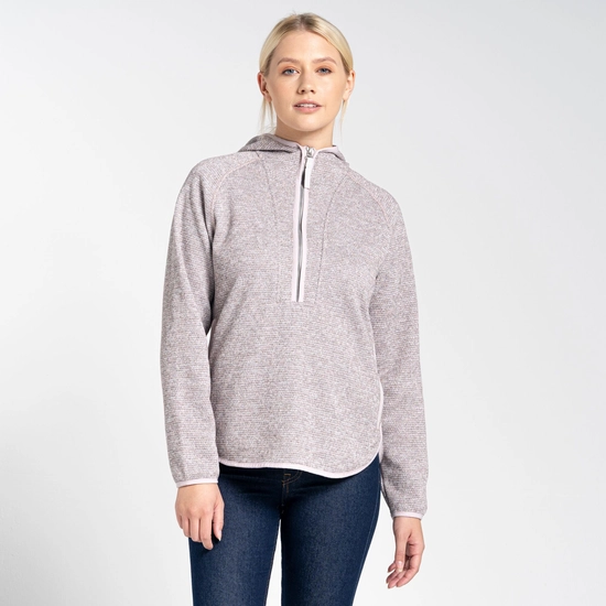 Women's Elena Hooded Half Zip Fleece | Pink Clay Marl