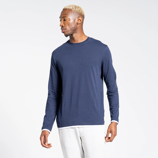 Men's Nosibotanical Coulter Long Sleeved T-Shirt | Blue Navy