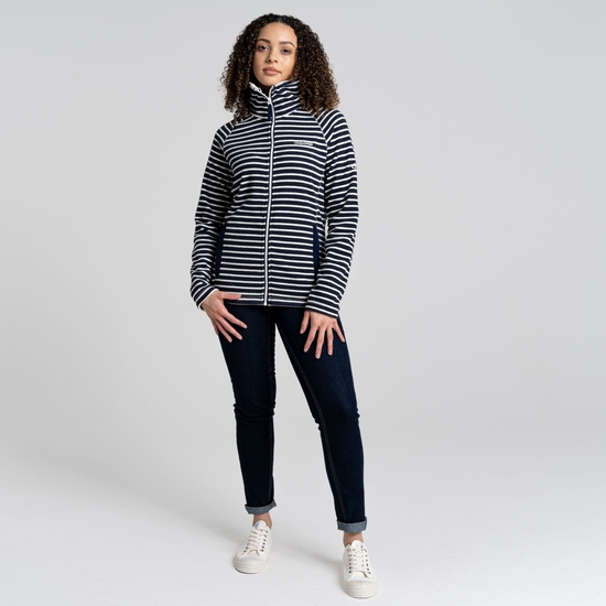 Women's Ella Fleece Jacket | Blue Navy Stripe