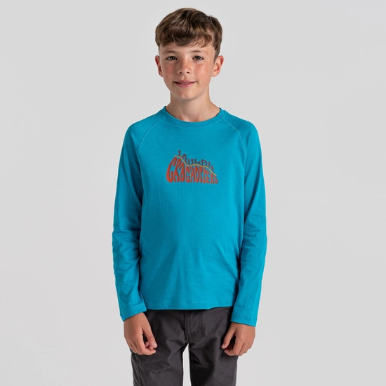 Kid's Bates Long Sleeved T-Shirt | Scuba Blue Bubble
