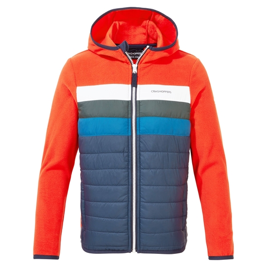 Kid's Brady Hybrid Jacket | Blood Orange / Blue Navy