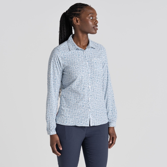 Women's Nosilife Fara Long Sleeved Shirt | Mediterranean Blue Print