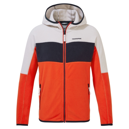 Kid's Linden Hooded Fleece Jacket | Blood Orange / Lunar Grey