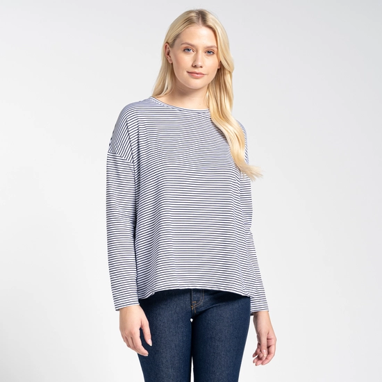 Women's Nosilife Cora Long Sleeved Top | Blue Navy Stripe