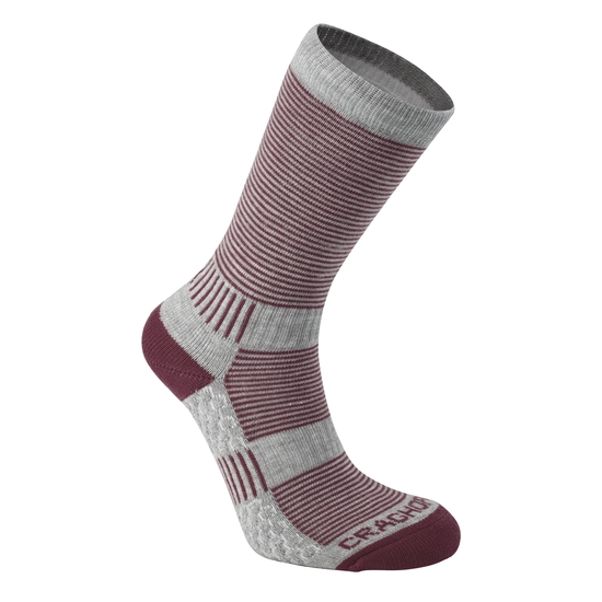 Women's Heat Regulating Travel Sock | Soft Grey Marl / Wildberry