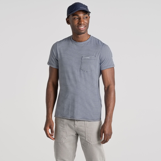 Men's Nosilife Ina Short Sleeved T-Shirt | Blue Navy Stripe