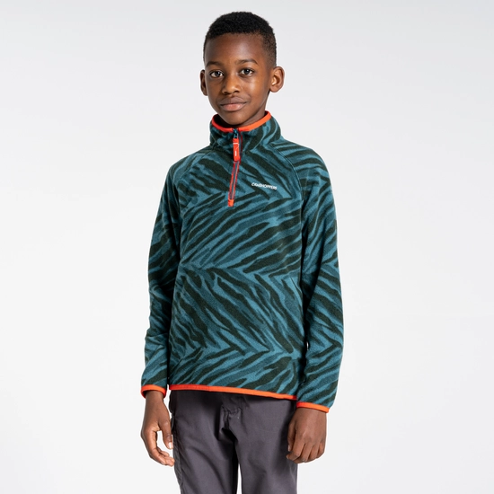 Kids' Gabriel Half Zip Fleece | Spruce Green Print