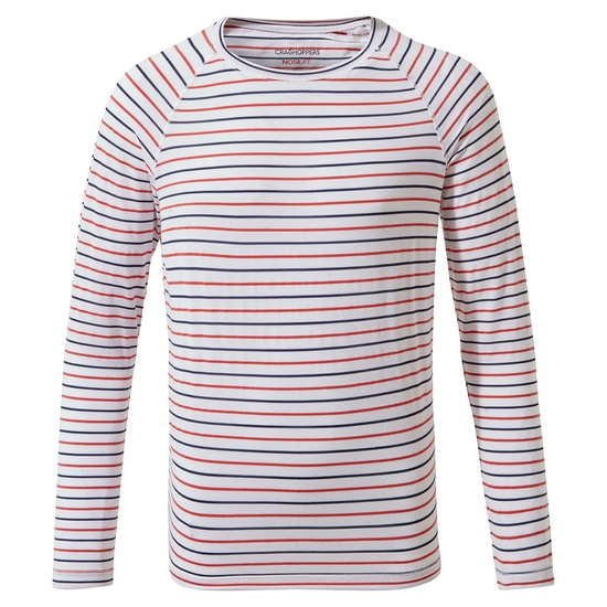 Kid's Nosilife Paola Long Sleeved T-Shirt | Blue Navy / Pompeian Red Stripe
