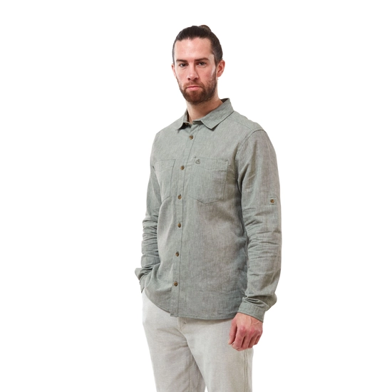Men's NosiBotanical Villar Long Sleeved Shirt | Sage Marl