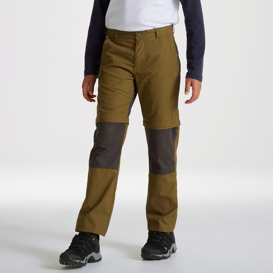 Kid's Kiwi Cargo Convertible Trousers | Dark Moss