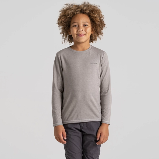 Kid's Nosilife Jago Long Sleeved T-Shirt | Soft Grey Marl
