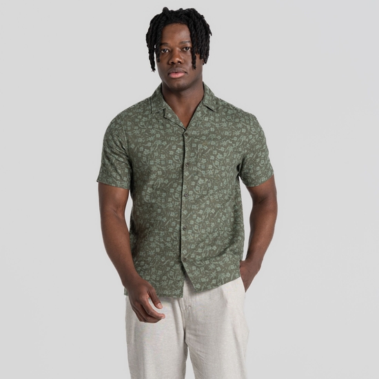 Men's NosiBotanical Pasport Short Sleeved Shirt | Parka Green Print