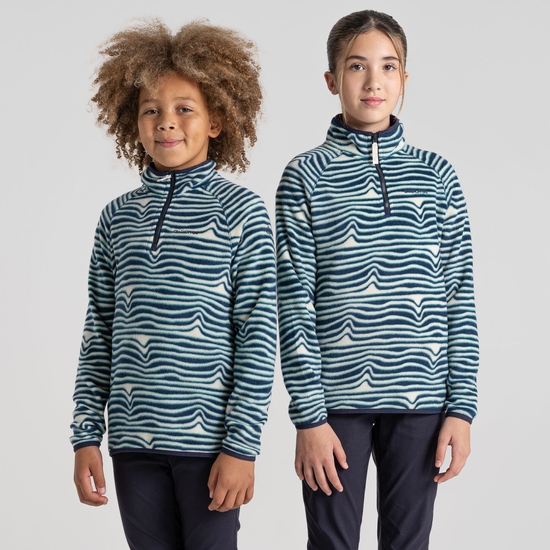 Kid's Kai Half Zip Fleece | Poseidon Blue Print