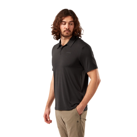 Men's NosiLife Pro Short Sleeved Polo | Black Pepper Stripe