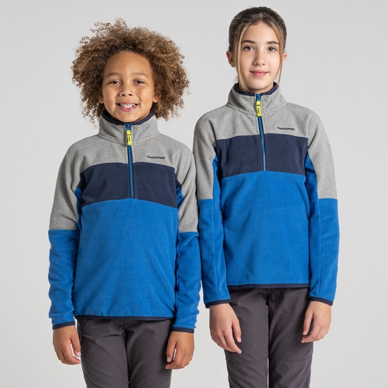 Kid's Linden Half Zip Fleece | Bolt Blue / Soft Grey Marl