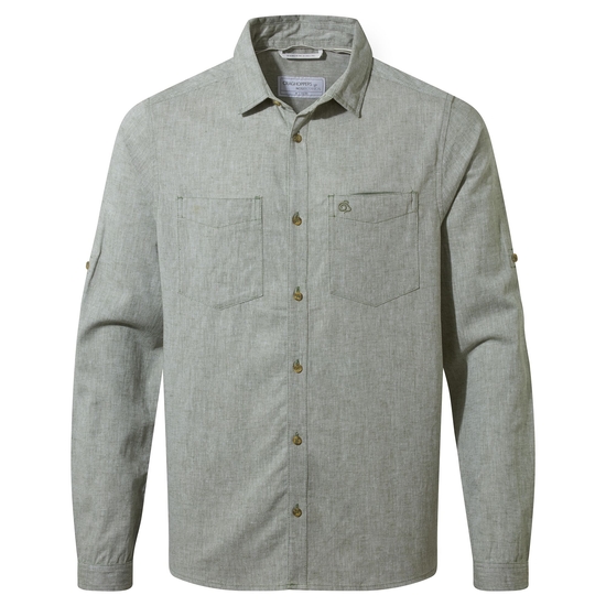 Men's NosiBotanical Villar Long Sleeved Shirt | Sage Marl