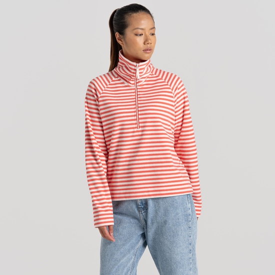 Women's Melina Half Zip Fleece | Rose Coral Stripe