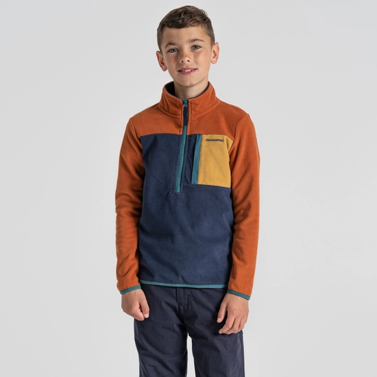 Kid's Tama Half Zip Fleece | Potters Clay / Blue Navy