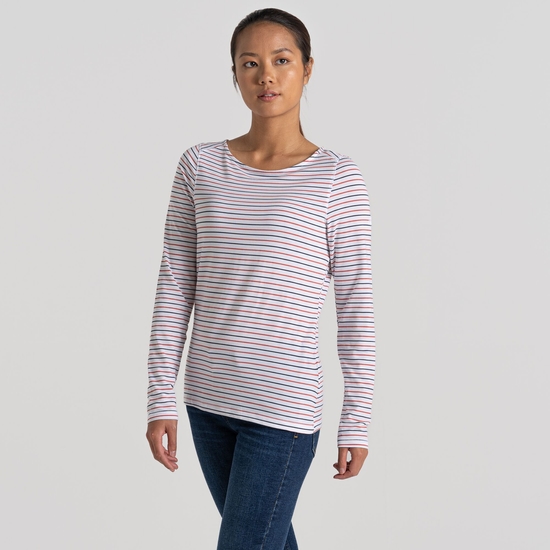 Women's NosiLife Erin Long Sleeved Top | Blue Navy / Pompeian Red Stripe