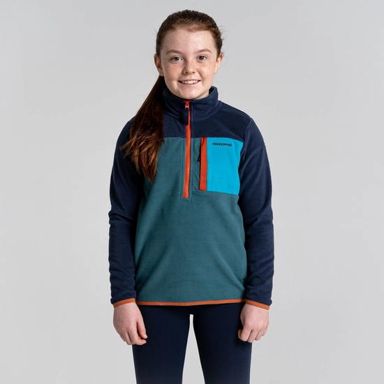 Kid's Tama Half Zip Fleece | Blue Navy / Sacramento Green
