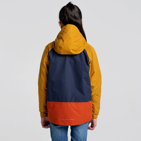 Kid's Minato Waterproof Jacket | Gingko Yellow / Blue Navy / Potters Clay
