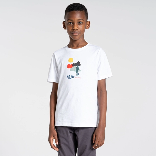 Kid's Tate Short Sleeved T-Shirt | Optic White Block Cactus